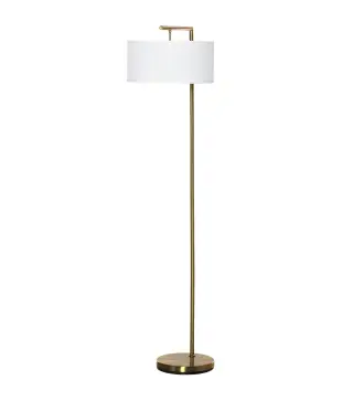 Lampara de Pie con Pantalla de Tela de Lino Base Redonda Estable para Sala Oficina Dormitorio 47x37x153 cm Oro y Blanco