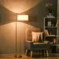 Lámpara de Pie con Pantalla de Tela Lámpara de Pie para Salón con Casquillo E27 (Bombilla no Incluida) Dorado y Blanco