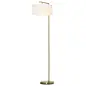 Lámpara de Pie con Pantalla de Tela Lámpara de Pie para Salón con Casquillo E27 (Bombilla no Incluida) Dorado y Blanco