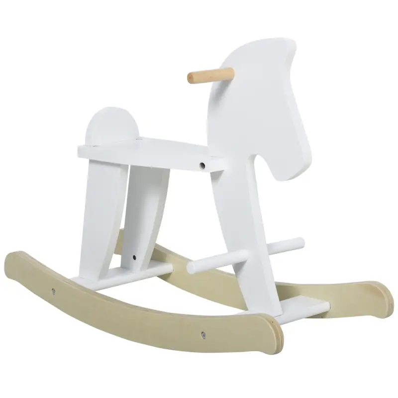Caballito Balancín para Bebés Caballo Balancín con Base de Madera Diseño Clásico para Niños de 1-3 Años Blanco