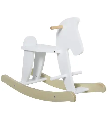 Caballito Balancín para Bebés Caballo Balancín con Base de Madera Diseño Clásico para Niños de 1-3 Años Blanco