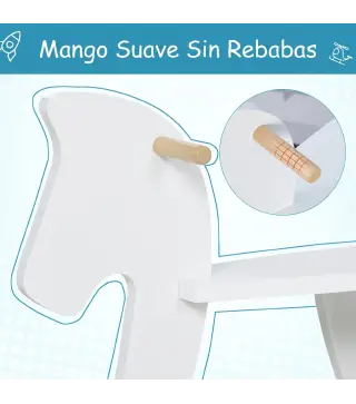Caballito Balancín para Bebés Caballo Balancín con Base de Madera Diseño Clásico para Niños de 1-3 Años Blanco