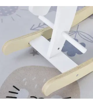 Caballito Balancín para Bebés Caballo Balancín con Base de Madera Diseño Clásico para Niños de 1-3 Años Blanco