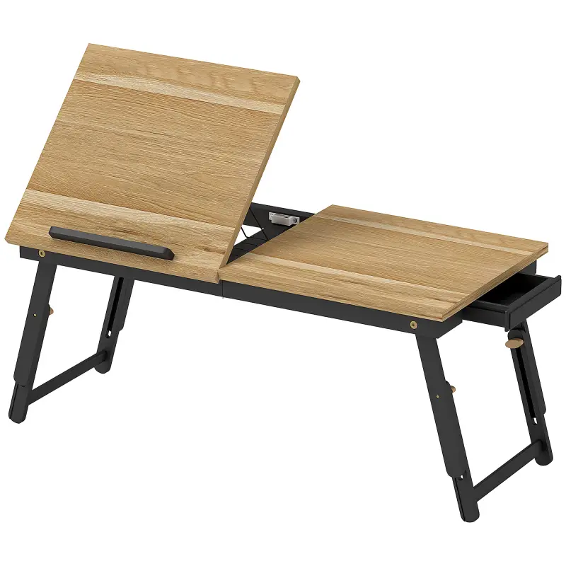 Mesa Reclinable para Cama y Sofá Bandeja Plegable con Cajón Lateral para Ordenador Portátil Libros Cinco Alturas Roble Mesa Reclinable para Cama y Sofá Bandeja Plegable con Cajón Lateral para Ordenador Portátil Libros Cinco Alturas Roble