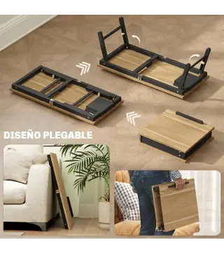 Mesa Reclinable para Cama y Sofá Bandeja Plegable con Cajón Lateral para Ordenador Portátil Libros Cinco Alturas Roble