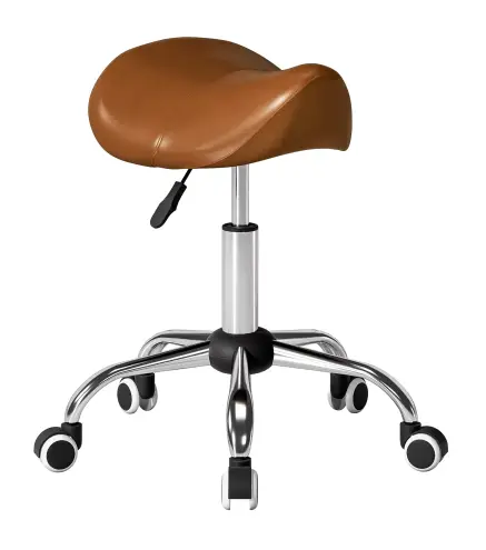 Taburete con Ruedas Taburete Giratoria con Altura Ajustable Taburete Cosmética Dentista Peluqueria 52x53x49-61cm Marrón