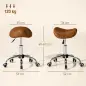 Taburete con Ruedas Taburete Giratoria con Altura Ajustable Taburete Cosmética Dentista Peluqueria 52x53x49-61cm Marrón