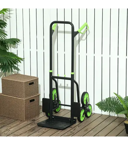 Carretilla Plegable para Escalera con Ruedas Carga 120kg Carretilla de Mano Portátil para Entrega Almacenes Verde