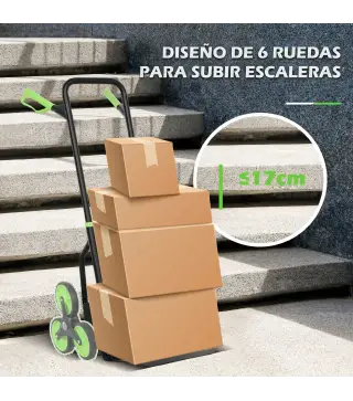 Carretilla Plegable para Escalera con Ruedas Carga 120kg Carretilla de Mano Portátil para Entrega Almacenes Verde