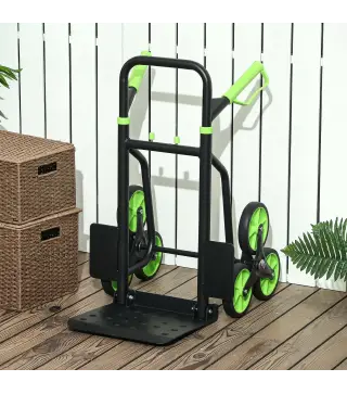 Carretilla Plegable para Escalera con Ruedas Carga 120kg Carretilla de Mano Portátil para Entrega Almacenes Verde