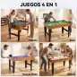 Mesa Multijuegos 4 en 1 con Futbolín Billar Hockey de Mesa y Ping-pong para Niños y Adultos 107x61x84,5 cm Natural