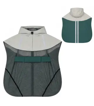 Impermeable para Perros con Capucha Chubasquero Agujero para Correa Tiras Reflectantes Perros Grandes 20-30 kg L Verde