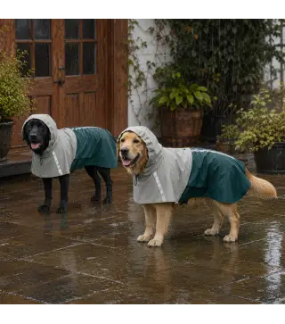 Impermeable para Perros con Capucha Chubasquero Agujero para Correa Tiras Reflectantes Perros Grandes 20-30 kg L Verde