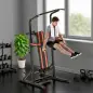 Estación de Musculación Plegable Altura Ajustable con Barra de Dominadas Banco Reclinable para Gimnasio Negro y Rojo