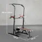 Estación de Musculación Plegable Altura Ajustable con Barra de Dominadas Banco Reclinable para Gimnasio Negro y Rojo