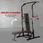Estación de Musculación Plegable Altura Ajustable con Barra de Dominadas Banco Reclinable para Gimnasio Negro y Rojo