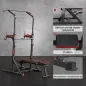 Estación de Musculación Plegable Altura Ajustable con Barra de Dominadas Banco Reclinable para Gimnasio Negro y Rojo