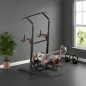 Estación de Musculación Plegable Altura Ajustable con Barra de Dominadas Banco Reclinable para Gimnasio Negro y Rojo