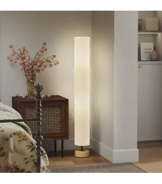 Lámpara de Pie Lámpara de Salón con Casquillo Máx. 40 W E27 Pantalla de Lino y Marco de Metal Ø15x120 cm Gris