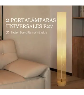 Lámpara de Pie Lámpara de Salón con Casquillo Máx. 40 W E27 Pantalla de Lino y Marco de Metal Ø15x120 cm Gris