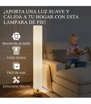 Lámpara de Pie Lámpara de Salón con Casquillo Máx. 40 W E27 Pantalla de Lino y Marco de Metal Ø15x120 cm Gris