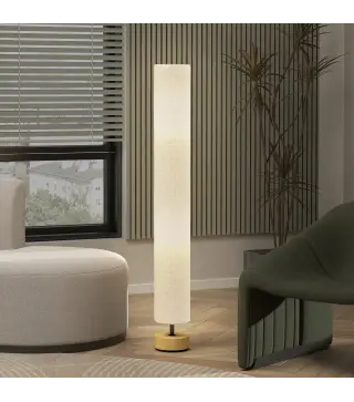 Lámpara de Pie Lámpara de Salón con Casquillo Máx. 40 W E27 Pantalla de Lino y Marco de Metal Ø15x120 cm Gris
