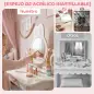 Tocador de Maquillaje Niñas con Taburete Espejos Giratorios Cajón 6 Accesorios Bandejas Laterales para +3 Años Rosa
