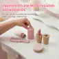 Tocador de Maquillaje Niñas con Taburete Espejos Giratorios Cajón 6 Accesorios Bandejas Laterales para +3 Años Rosa