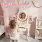 Tocador de Maquillaje Niñas con Taburete Espejos Giratorios Cajón 6 Accesorios Bandejas Laterales para +3 Años Rosa