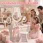 Tocador de Maquillaje Niñas con Taburete Espejos Giratorios Cajón 6 Accesorios Bandejas Laterales para +3 Años Rosa
