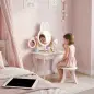 Tocador de Maquillaje Niñas con Taburete Espejos Giratorios Cajón 6 Accesorios Bandejas Laterales para +3 Años Rosa