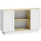 Aparador Moderno con 2 Estantes Abiertos y 2 Puertas de Cierre Suave para Comedor Salón 133x35x79,7 cm Natural y Blanco Aparador Moderno con 2 Estantes Abiertos y 2 Puertas de Cierre Suave para Comedor Salón 133x35x79,7 cm Natural y Blanco