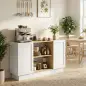 Aparador Moderno con 2 Estantes Abiertos y 2 Puertas de Cierre Suave para Comedor Salón 133x35x79,7 cm Natural y Blanco Aparador Moderno con 2 Estantes Abiertos y 2 Puertas de Cierre Suave para Comedor Salón 133x35x79,7 cm Natural y Blanco