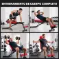 Banco de Pesas Plegable con Bandas de Resistencia Respaldo Ajustable Plano/Inclinación/Declive para Casa Gimnasio Rojo