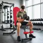 Banco de Pesas Plegable con Bandas de Resistencia Respaldo Ajustable Plano/Inclinación/Declive para Casa Gimnasio Rojo