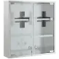 Botiquín de Pared con Cerradura Puertas de Cristal Estantes y 2 Llaves para Baño Cocina 46x12x48 cm Plateado Botiquín de Pared con Cerradura Puertas de Cristal Estantes y 2 Llaves para Baño Cocina 46x12x48 cm Plateado