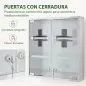 Botiquín de Pared con Cerradura Puertas de Cristal Estantes y 2 Llaves para Baño Cocina 46x12x48 cm Plateado Botiquín de Pared con Cerradura Puertas de Cristal Estantes y 2 Llaves para Baño Cocina 46x12x48 cm Plateado