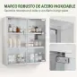 Botiquín de Pared con Cerradura Puertas de Cristal Estantes y 2 Llaves para Baño Cocina 46x12x48 cm Plateado Botiquín de Pared con Cerradura Puertas de Cristal Estantes y 2 Llaves para Baño Cocina 46x12x48 cm Plateado