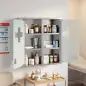 Botiquín de Pared con Cerradura Puertas de Cristal Estantes y 2 Llaves para Baño Cocina 46x12x48 cm Plateado Botiquín de Pared con Cerradura Puertas de Cristal Estantes y 2 Llaves para Baño Cocina 46x12x48 cm Plateado