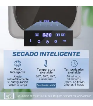 Secadora de Evacuación 2,5 kg 800W con Pantalla Táctil Control de Tiempo y Temperatura Función Antiarrugas Plata