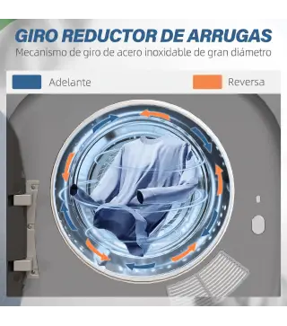 Secadora de Evacuación 2,5 kg 800W con Pantalla Táctil Control de Tiempo y Temperatura Función Antiarrugas Plata