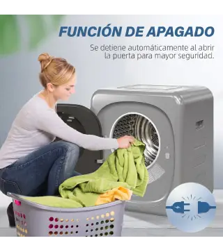 Secadora de Evacuación 2,5 kg 800W con Pantalla Táctil Control de Tiempo y Temperatura Función Antiarrugas Plata