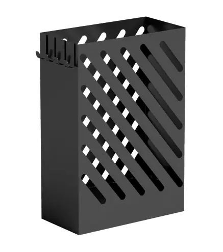 Paragüero de Acero Galvanizado Soporte de Paraguas Estrecho con Bandeja de Goteo Extraíble 4 Ganchos 28x14x41 cm Negro