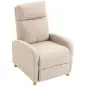 Sillón Reclinable Manual hasta 135° Tapizado en Lino Reposapiés Muelles Ensacados Respaldo Alto y Patas de Madera Beige Sillón Reclinable Manual hasta 135° Tapizado en Lino Reposapiés Muelles Ensacados Respaldo Alto y Patas de Madera Beige