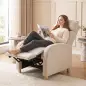 Sillón Reclinable Manual hasta 135° Tapizado en Lino Reposapiés Muelles Ensacados Respaldo Alto y Patas de Madera Beige Sillón Reclinable Manual hasta 135° Tapizado en Lino Reposapiés Muelles Ensacados Respaldo Alto y Patas de Madera Beige