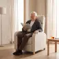 Sillón Reclinable Manual hasta 135° Tapizado en Lino Reposapiés Muelles Ensacados Respaldo Alto y Patas de Madera Beige Sillón Reclinable Manual hasta 135° Tapizado en Lino Reposapiés Muelles Ensacados Respaldo Alto y Patas de Madera Beige