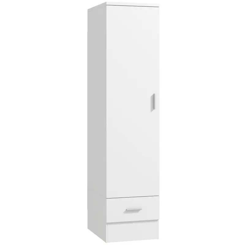Armario Dormitorio Moderno Armario Ropero con Barra para Colgar Cajón Estante Superior 40x52x170 cm Blanco