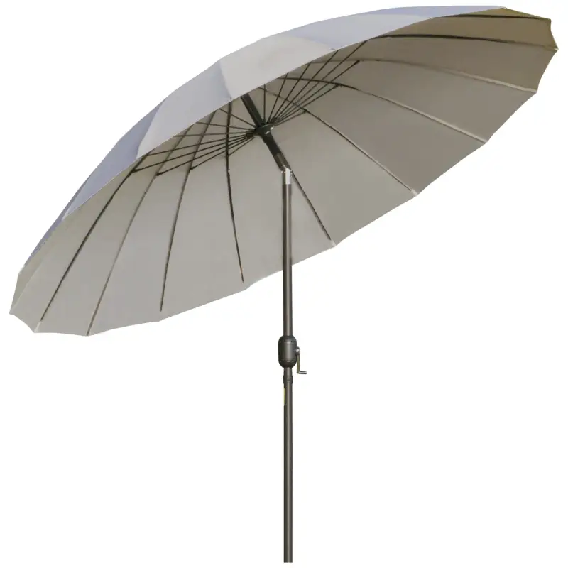 Sombrilla de Jardín Ø250x240 cm con Manivela Parasol con Ángulo Inclinable con 18 Varillas para Exterior Gris Claro