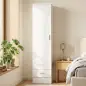 Armario Dormitorio Moderno Armario Ropero con Barra para Colgar Cajón Estante Superior 40x52x170 cm Blanco