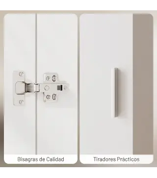 Armario Dormitorio Moderno Armario Ropero con Barra para Colgar Cajón Estante Superior 40x52x170 cm Blanco